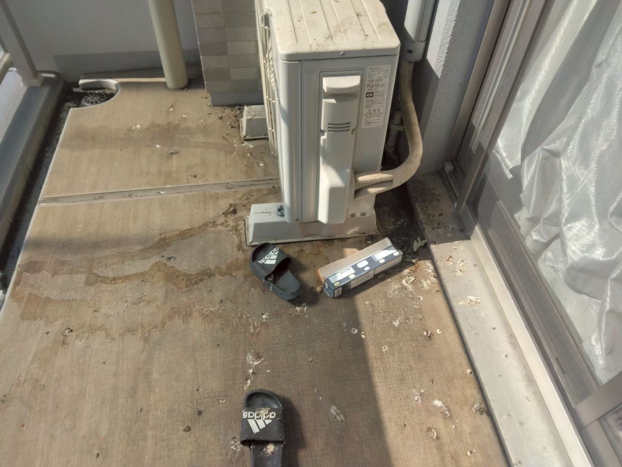 兵庫県神戸市のご住宅にて鳩糞清掃工事の施工前写真